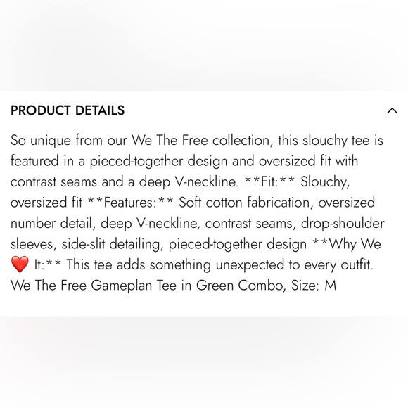 NWOT FREE PEOPLE We The Free Gameplan Tee - Green Combo - Picture 5 of 5